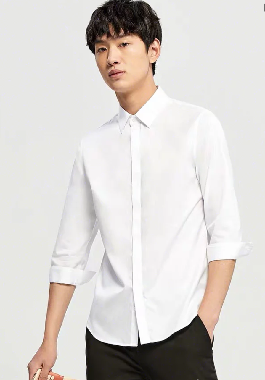 夏季男生简洁大方的白衬衫搭配图片 4